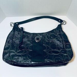 COACH Signature Medium Black Pattern Handbag Shoulder Bag F19282